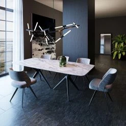 VIG Dining Room Modrest Stetson - Modern White Ceramic & Smoked Ash Dining Table