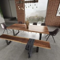 VIG Bedroom Modrest Taylor Modern Live Edge Wood Small Dining Bench