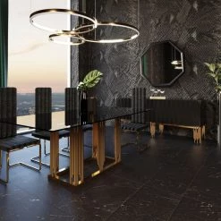 VIG Living Room Modrest Token Modern Black & Rosegold Buffet