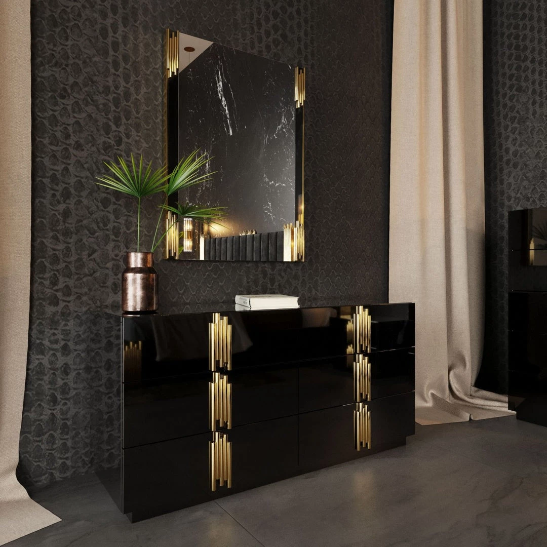 VIG Modrest Token Modern Black & Gold Bedroom Set