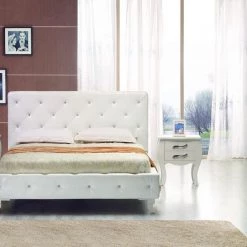 VIG Modrest Monte Carlo - White Leatherette Modern Twin Bed With Crystals