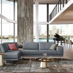 VIG Living Room Coronelli Collezioni Mood - Contemporary Blue Leather Left Facing Sectional Sofa