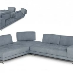 VIG Living Room Coronelli Collezioni Mood - Contemporary Blue Leather Left Facing Sectional Sofa