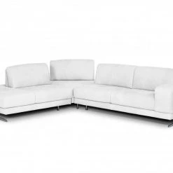 VIG Living Room Coronelli Collezioni Mood - Italian White Leather Left Facing Sectional Sofa