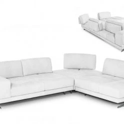 VIG Coronelli Collezioni Mood - Italian White Leather Right Facing Sectional Sofa Living Room