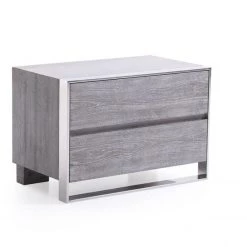 VIG Modrest Arlene Modern Grey Elm & Stainless Steel Bedroom Set