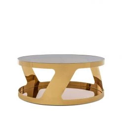 VIG Modrest Chandon Modern Round Gold Coffee Table Living Room