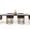 VIG Dining Room Modrest Natalie Modern Black Acacia & Antique Brass Dining Table
