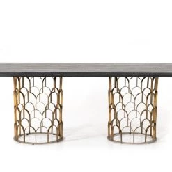 VIG Dining Room Modrest Natalie Modern Black Acacia & Antique Brass Dining Table