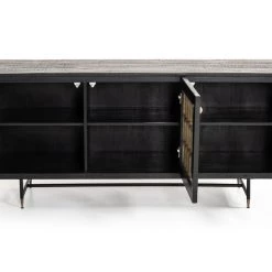 VIG Living Room Modrest Natalie Modern Black Acacia & Antique Brass Buffet