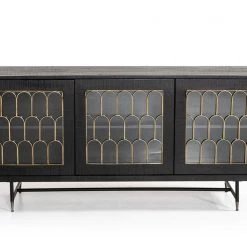 VIG Living Room Modrest Natalie Modern Black Acacia & Antique Brass Buffet