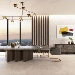 VIG Nova Domus Amsterdam - Modern Grey Volcano & Eucalyptus Oak Dining Table Dining Room