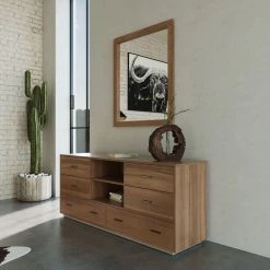 VIG Nova Domus Fantasia - Contemporary Walnut & Grey Bed With Two Nightstands