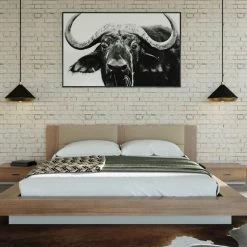 VIG Nova Domus Fantasia - Contemporary Walnut & Grey Bed With Two Nightstands