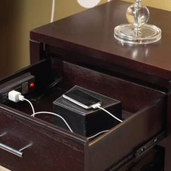 Modus Furniture Nevis Nightstand With Charging Station Bedroom