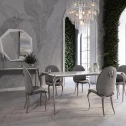 VIG Modrest Vince - Modern Faux Marble & Stainless Steel Dining Table Dining Room