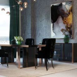 VIG Dining Room Nova Domus Cartier Modern Black & Rosegold Dining Table