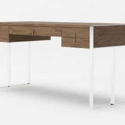 VIG Office Modrest Orcutt - Modern Walnut & Stainless Steel Desk