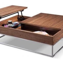 VIG Living Room Modrest Telson Modern Walnut Coffee Table W/ Storage