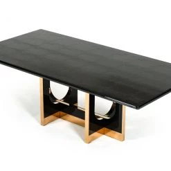 VIG Dining Room A&X Padua Modern Large Black Crocodile & Rosegold Dining Table