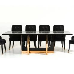 VIG Dining Room A&X Padua Modern Large Black Crocodile & Rosegold Dining Table