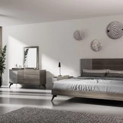 VIG Beds & Headboards Nova Domus Palermo Italian Modern Faux Concrete & Grey Bedroom Set