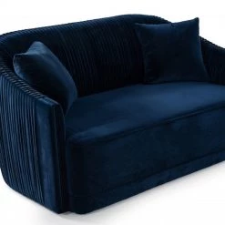 VIG Divani Casa Palomar Modern Blue Velvet & Brass Sofa Set