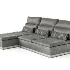 VIG Living Room David Ferrari Panorama - Italian Modern Grey Fabric + Grey Leather Modular Sectional Sofa
