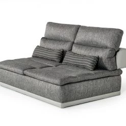 VIG Living Room David Ferrari Panorama - Italian Modern Grey Fabric + Grey Leather Modular Sectional Sofa