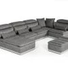 VIG Living Room David Ferrari Panorama - Italian Modern Grey Fabric + Grey Leather Modular Sectional Sofa