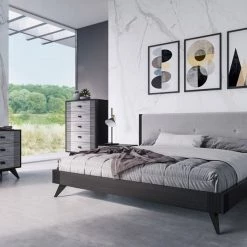 VIG Nova Domus Panther Contemporary Grey & Black Bedroom Set Beds & Headboards