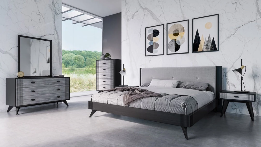 VIG Nova Domus Panther Contemporary Grey & Black Bed