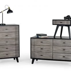 VIG Nova Domus Panther Contemporary Grey & Black Bedroom Set Beds & Headboards