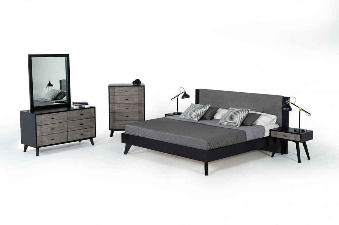 VIG Nova Domus Panther Contemporary Grey & Black Bed