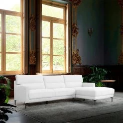 VIG Divani Casa Paraiso - Modern White Fabric Right Facing Sectional Sofa Living Room