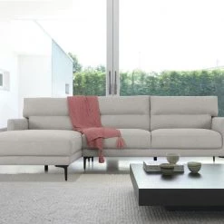 VIG Living Room Divani Casa Paraiso - Modern Grey Fabric Left Facing Sectional Sofa