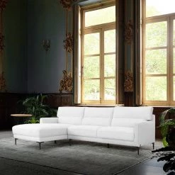 VIG Divani Casa Paraiso - Modern White Fabric Left Facing Sectional Sofa