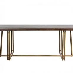 VIG Dining Room Modrest Patty - Mid-century Acacia & Brass Dining Table