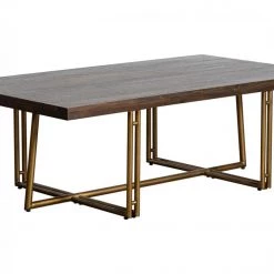VIG Dining Room Modrest Patty - Mid-century Acacia & Brass Dining Table