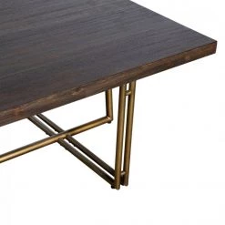 VIG Dining Room Modrest Patty - Mid-century Acacia & Brass Dining Table