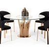 VIG Modrest Paxton Modern Round Glass & Rosegold Dining Table