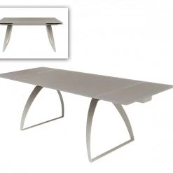 VIG Dining Room Modrest Pittson - Modern Extendable Grey Glass Dining Table