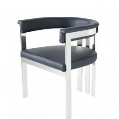 VIG Dining Room Modrest Pontiac - Modern Black Vegan Leather And Stainless Steel Dining Chair