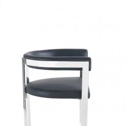 VIG Dining Room Modrest Pontiac - Modern Black Vegan Leather And Stainless Steel Dining Chair