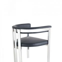 VIG Dining Room Modrest Pontiac - Modern Black Vegan Leather And Stainless Steel Dining Chair
