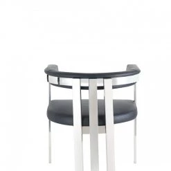 VIG Dining Room Modrest Pontiac - Modern Black Vegan Leather And Stainless Steel Dining Chair