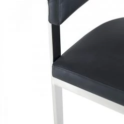 VIG Dining Room Modrest Pontiac - Modern Black Vegan Leather And Stainless Steel Dining Chair