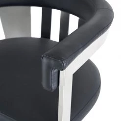 VIG Dining Room Modrest Pontiac - Modern Black Vegan Leather And Stainless Steel Dining Chair