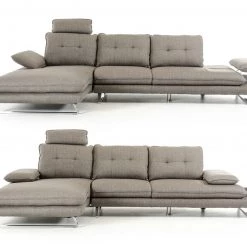 VIG Divani Casa Porter - Modern Grey Fabric Left Facing Sectional Sofa
