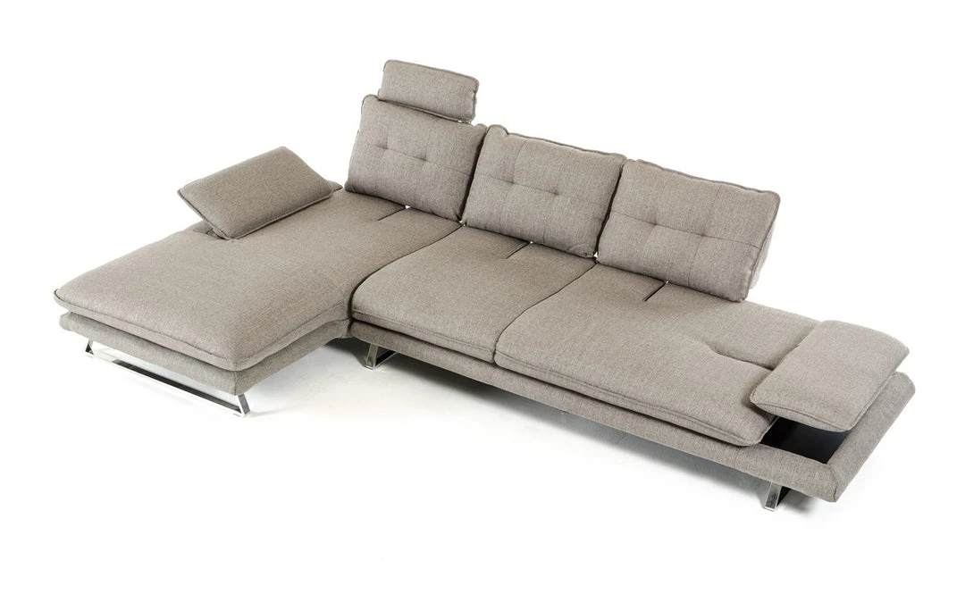 VIG Divani Casa Porter - Modern Grey Fabric Left Facing Sectional Sofa